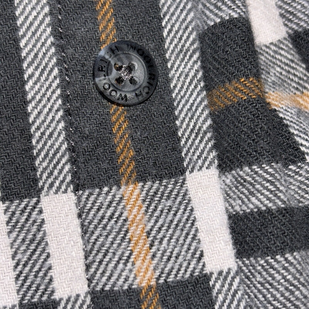 Woolrich Buffalo Plaid Flannel Shirt Men's Large Black Grey Tan - Picture 10 of 12